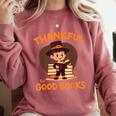 Cute Thanksgiving Teacher Librarian Thankful Reading Books Comfort Colors Sweatshirt Orchid