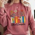 Cute Wildflower Book School Counseling Life School Counselor Comfort Colors Sweatshirt Orchid