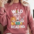 Cute Wildlife Zoo Animals For Book Reader Bookworms Comfort Colors Sweatshirt Orchid