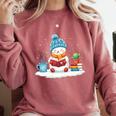 Cute Winter Cozy Snowman Reading Book Lovers Xmas Snowman Comfort Colors Sweatshirt Orchid