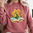 Daffodils Flowers Book Floral Comfort Colors Sweatshirt Orchid