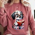 Dalmatian Reading a Book Dog Comfort Colors Sweatshirt Orchid