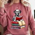 Dalmatian Reading Books Matching Bookworm Readers Librarian Comfort Colors Sweatshirt Orchid