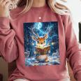Deer Reads Book Women Girls Reindeer Comfort Colors Sweatshirt Orchid
