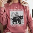 Defend Your Local Library Knight Cat Rider Book Lover Comfort Colors Sweatshirt Orchid Defend Your Local Library Knight Cat Rider Book Lover Comfort Colors Sweatshirt Orchid
