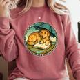 Dog Reading Book Rain Cozy Umbrella Cute Art Men Comfort Colors Sweatshirt Orchid Dog Reading Book Rain Cozy Umbrella Cute Art Men Comfort Colors Sweatshirt Orchid