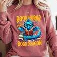 Dragon Bookworm Please I'm A Book Dragon Comfort Colors Sweatshirt Orchid