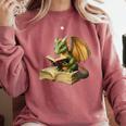 Dragon Bookworm Reading Book Graphic Comfort Colors Sweatshirt Orchid