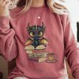 Dragon Read Books Be Kind Stay Weird Book Lover Comfort Colors Sweatshirt Orchid