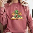 Dragon Reading Book Bookworm Comfort Colors Sweatshirt Orchid