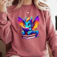 Dragon Reading a Book Bookworm Book Comfort Colors Sweatshirt Orchid