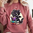 Dragon Reading A Book Cute Bookworm Book Lover Comfort Colors Sweatshirt Orchid