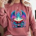 Dragon Reading Book Lover Comfort Colors Sweatshirt Orchid Dragon Reading Book Lover Comfort Colors Sweatshirt Orchid