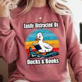 Ducks Books Lover Easily Distracted By Ducks & Books Comfort Colors Sweatshirt Orchid