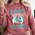 Easily Distracted By Books And Dragons Nerds Comfort Colors Sweatshirt Orchid