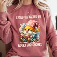Easily Distracted By Books And Gnomes Book Reading Gnome Comfort Colors Sweatshirt Orchid