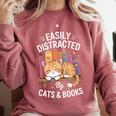 Easily Distracted By Cats And Books Cute Cat Sleeping Girls Comfort Colors Sweatshirt Orchid Easily Distracted By Cats And Books Cute Cat Sleeping Girls Comfort Colors Sweatshirt Orchid