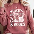 Easily Distracted By Cats And Books Reading Apparel Premium Tri-Blend Comfort Colors Sweatshirt Orchid Easily Distracted By Cats And Books Reading Apparel Premium Tri-Blend Comfort Colors Sweatshirt Orchid