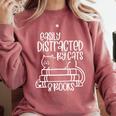 Easily Distracted By Cats And Books Reading Cat Comfort Colors Sweatshirt Orchid Easily Distracted By Cats And Books Reading Cat Comfort Colors Sweatshirt Orchid