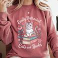 Easily Distracted By Cats And Books Reading Comfort Colors Sweatshirt Orchid