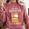 Easily Distracted By Cats And Books Reading Lover Bookish Comfort Colors Sweatshirt Orchid Easily Distracted By Cats And Books Reading Lover Bookish Comfort Colors Sweatshirt Orchid