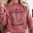 Easily Distracted By Cats And Books For Women Comfort Colors Sweatshirt Orchid