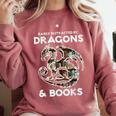 Easily Distracted By Dragons Books Bookworm Women Men Kids Comfort Colors Sweatshirt Orchid