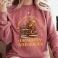 Easily Distracted By Dragons And Books Fantasy Book Lover Comfort Colors Sweatshirt Orchid