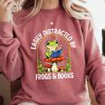 Easily Distracted By Frogs And Books Comfort Colors Sweatshirt Orchid