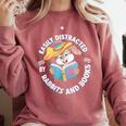Easily Distracted By Rabbits And Books Reading Comfort Colors Sweatshirt Orchid