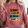 Eat Sleep Read Repeat Reading Books Reader Bookworm Comfort Colors Sweatshirt Orchid