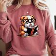 English Bulldog Reading a Book Dog For Men Women Girls Kids Comfort Colors Sweatshirt Orchid
