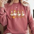 Fall Goose Reading Book Teacher Autumn Pumpkin Cozy Season Comfort Colors Sweatshirt Orchid