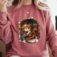 Fantasy Dragon Reading Book Lover Comfort Colors Sweatshirt Orchid