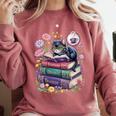 Fantasy Drama Tragedy Cute Cat Book Lover Readers Librarians Comfort Colors Sweatshirt Orchid