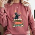 Fantasy Drama Tragedy Reading Lover Book Cat Humor Comfort Colors Sweatshirt Orchid