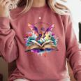 In My Fantasy Era Magic Dragon Book Comfort Colors Sweatshirt Orchid
