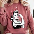 Female Librarian Rosie Riveter Book Guardian Woman Comfort Colors Sweatshirt Orchid
