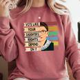 Feminist Ruth Bader Ginsburg RBG Quote Girl With Book Women Comfort Colors Sweatshirt Orchid
