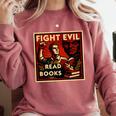 Fight Evil Read Books Propaganda Poster Comfort Colors Sweatshirt Orchid Fight Evil Read Books Propaganda Poster Comfort Colors Sweatshirt Orchid