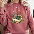 Floral Book Bloom Wildflowers Literature Nature Fantasy Comfort Colors Sweatshirt Orchid
