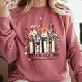Floral Book There's No Such Thing As Too Many Book Lover Comfort Colors Sweatshirt Orchid