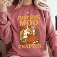 Floral Cow Reading Pun Just One More Chapter Cozy Book Lover Comfort Colors Sweatshirt Orchid
