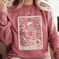 Floral The Reader Tarot Card Skeleton Reading Book Comfort Colors Sweatshirt Orchid Floral The Reader Tarot Card Skeleton Reading Book Comfort Colors Sweatshirt Orchid