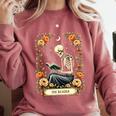 Floral Tarot Card The Reader Skeleton Reading Book Comfort Colors Sweatshirt Orchid Floral Tarot Card The Reader Skeleton Reading Book Comfort Colors Sweatshirt Orchid