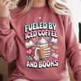 Fueled By Iced Coffee And Books Book Lover Retro Comfort Colors Sweatshirt Orchid Fueled By Iced Coffee And Books Book Lover Retro Comfort Colors Sweatshirt Orchid