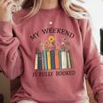 My Weekend Is Fully Booked Cozy Bookish Comfort Colors Sweatshirt Orchid