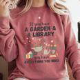 Gardening & Library Lover Books Reading Plants Cute Comfort Colors Sweatshirt Orchid