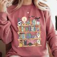 Ghost Book Reading Books Lover Teacher Happy Halloween Comfort Colors Sweatshirt Orchid