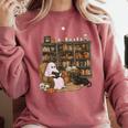 Ghost Reading Book Cat Lover Halloween Reading Enthusiast Comfort Colors Sweatshirt Orchid